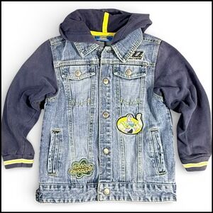 Vintage Y2K Disney Pixar Toy Story Buzz Lightyear Denim Hooded Jean Jacket Boy 6